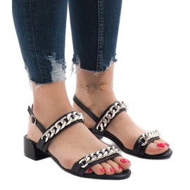 Black high-heeled sandals 77-15 1