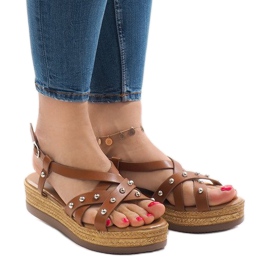Camel espadrilles sandals on the 314-2B platform brown 1