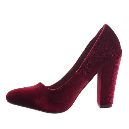 Red velor pumps on the pillar 91603-1 multicolored 2