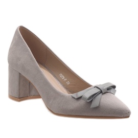 Gray suede high heels 7075-P grey 1