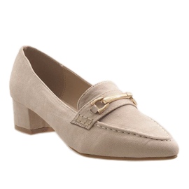 Beige suede high heels 7078-P 1
