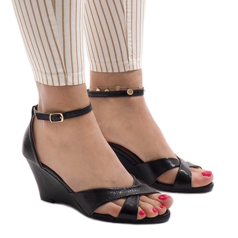 Black wedge sandals QL-78 2