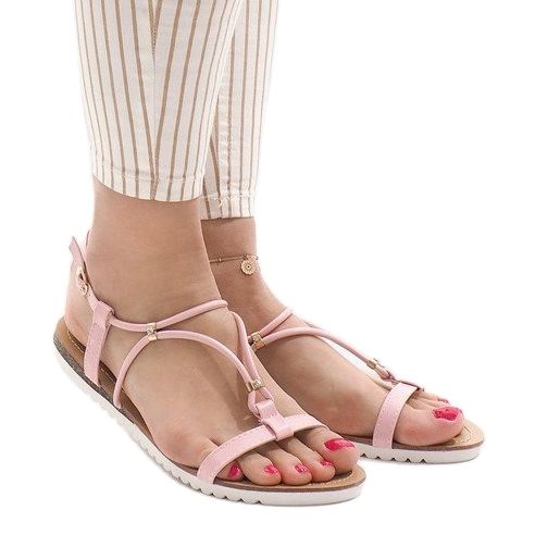 Pink flat sandals with a B138-5 buckle 1