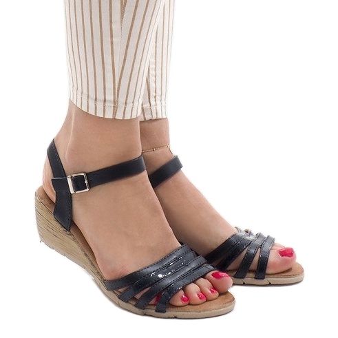 Navy blue wedge sandals S-260 1 Navy blue wedge sandals S-260 1