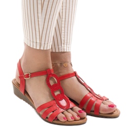 Red wedge sandals 860-57 1