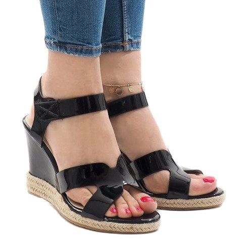 Black wedge sandals LWF-5H5670 2