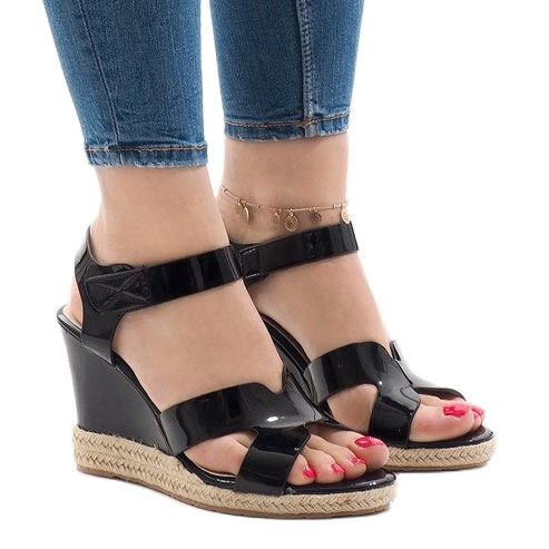Black wedge sandals LWF-5H5670 1