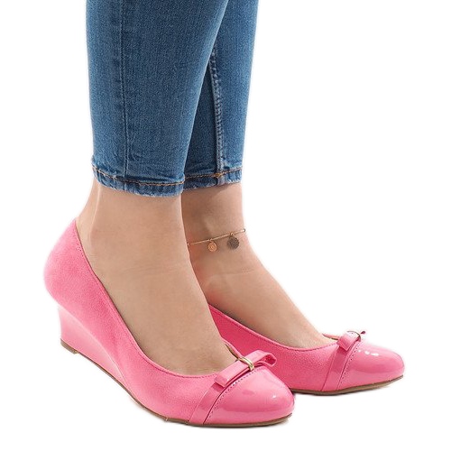 Pink suede wedge pumps 50987 2