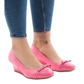 Pink suede wedge pumps 50987 1