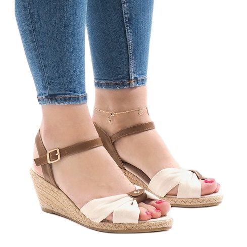 Beige wedge sandals espadrilles 1484-1 1