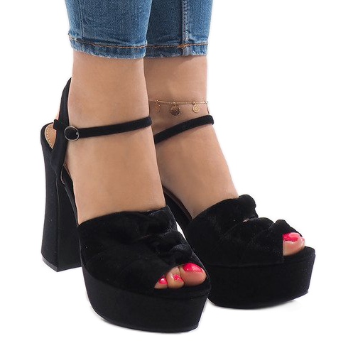Black sandals on the post suede 8256-1 2