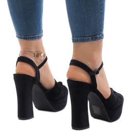 Black sandals on the post suede 8256-1 1