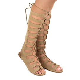 Beige flat gladiator sandals 289-9 1