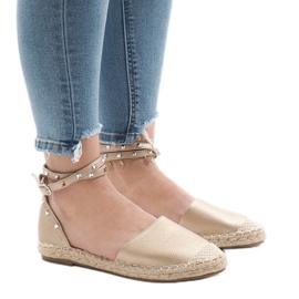 Golden espadrilles sandals with a TH-155 buckle 1