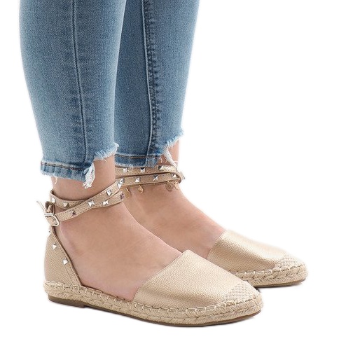 Golden espadrilles sandals with a TH-155 buckle 1