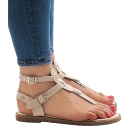 Beige wedge sandals with a B12-5 buckle 1