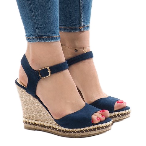 dark blue wedge heels