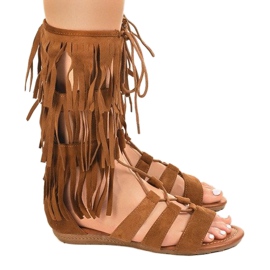 Brown flat gladiator sandals D-41 1
