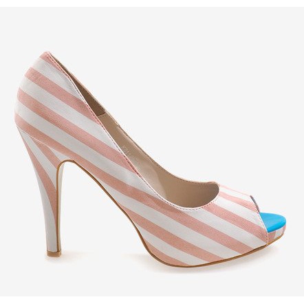 Pink open heels K011 white 2