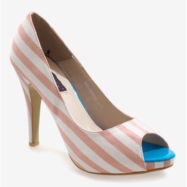 Pink open heels K011 white 1