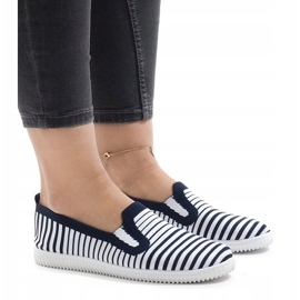 XJ-2909 navy blue striped sneakers white 1