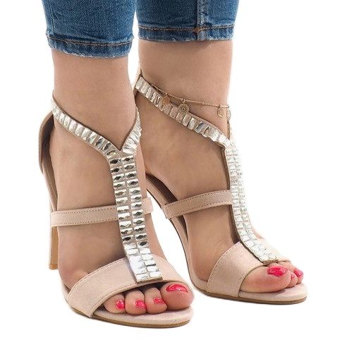Beige sandals on a B-60 heel 1