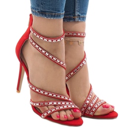 Red sandals on a high heel 9081-9 1