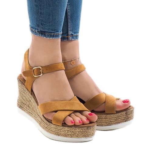 Camel wedge sandals XL104 brown 1