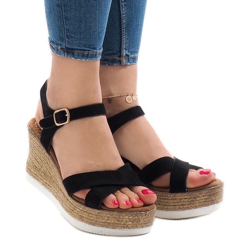 Black XL104 wedge sandals 1