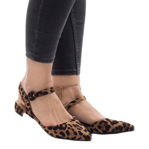 Leopard print ballerina sandals 77-100 brown 1