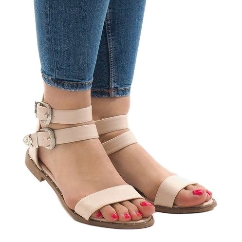 Pink flat sandals with 170 buckle 1