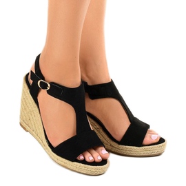Black wedge sandals H-69 espadrilles 1