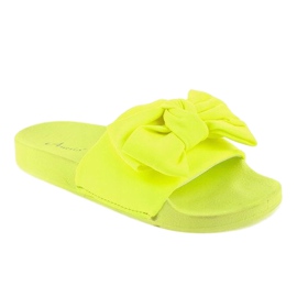 Neon MU-6 yellow slippers with a bow 1
