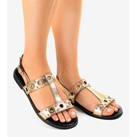 Champagne wedge sandals A-88 golden 1