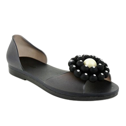 Black Meliski sandals with a flower HM701 1