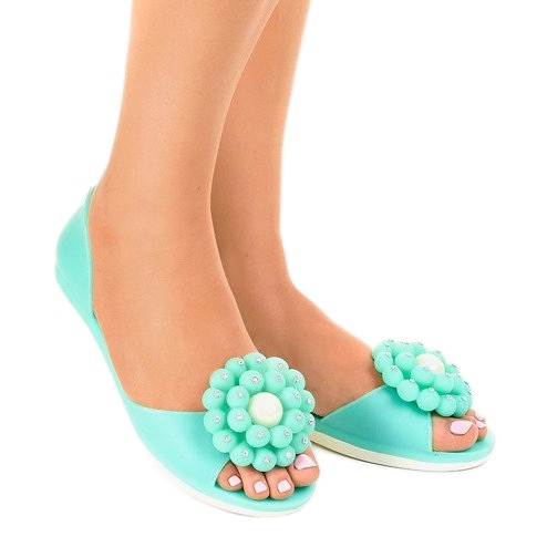 Green meliski sandals with a flower HM701 1