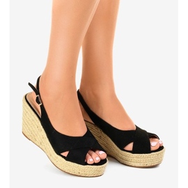 Black wedge sandals espadrilles 68-150 1