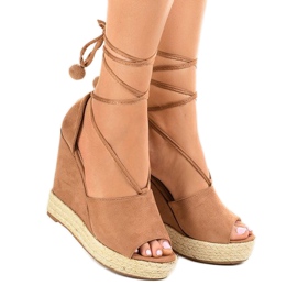 Beige espadrilles wedge sandals FK-228 1