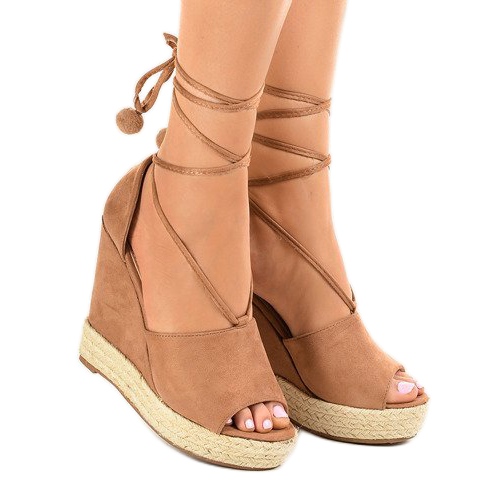 Beige espadrilles wedge sandals FK-228 1