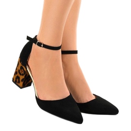 Black suede high heels FR276 brown 1