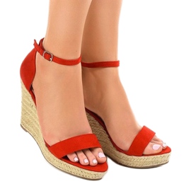 Red wedge sandals espadrilles BD342 1