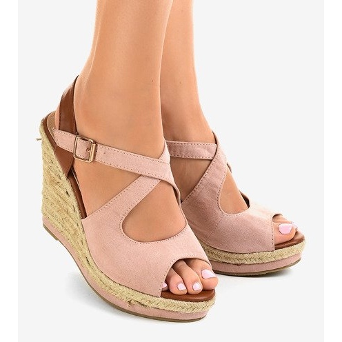 Pink espadrilles wedge sandals LM-0205 1
