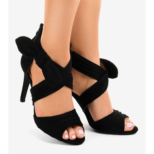 Black suede sandals with a bow J-23 1