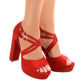 Red sandals on a post suede D09 1