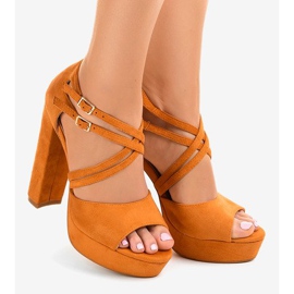Orange sandals on a post suede D09 2