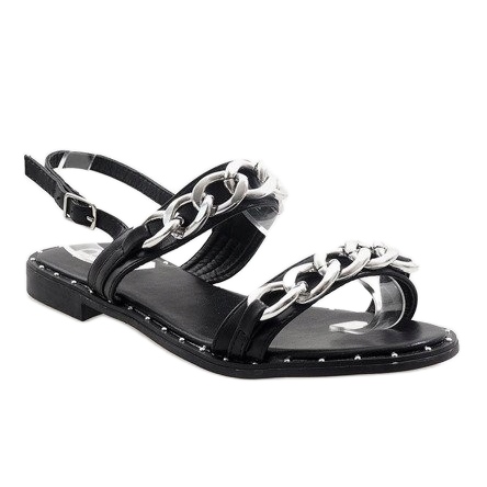 Black sandals with a chain 18124 1