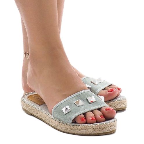 Green jeans slippers with studs 7087 multicolored 1