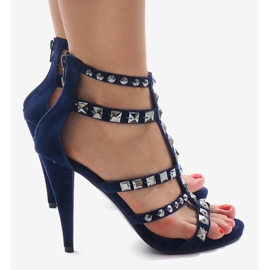 Blue sandals on a heel suede GH083-6 navy blue 2