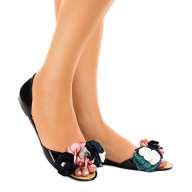 Black meliski sandals with flowers AE20 1