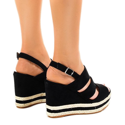 Black espadrilles on the FG6 wedge heel 1